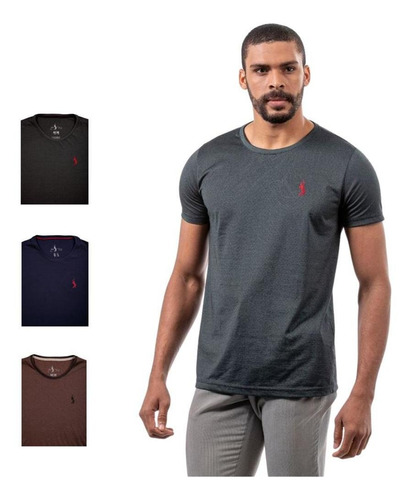 Kit 4 Camisetas Básicas Masculina John Pull Algodão Casual