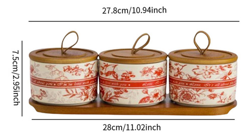 Jarra De Almacenamiento De Alimentos Red 3 Frasco Y Bandeja