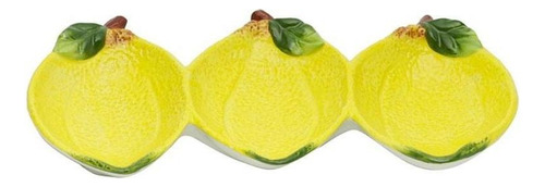 Petisqueira Tripla 26x13x4cm Lemons-bon Gourmet Cor Amarelo