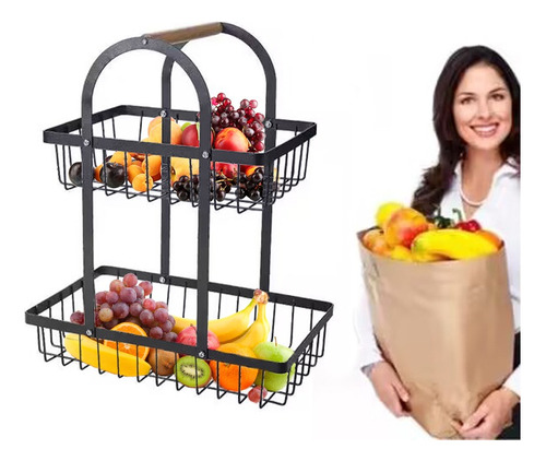 Frutero De Mesa Canasto Para Frutas Cocina Hogar  2 Niveles