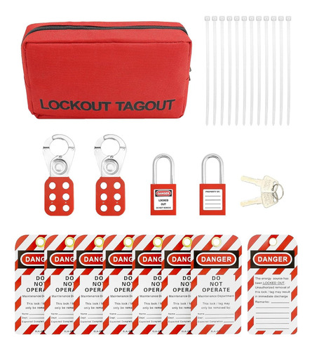 Kit Etiquetado Bloqueo Candado Electrico Rojo Antirust Para