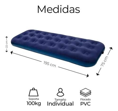 Colchón Inflable Individual Cama Aire Cómoda Resistente