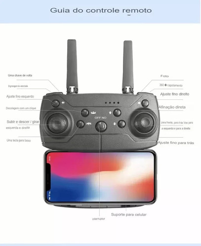Drone E88 Pro Com Câmera Dupla E Wifi Com Case Cor Preto