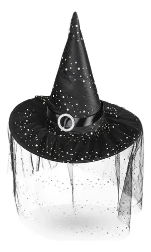 Sombrero De Bruja Negro Arrugado Con Hebilla – Disfraz De Halloween Para Adultos, Talla Única, Accesorio Clásico Para Fiestas Y Cosplay