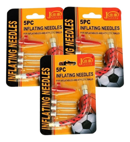 Kit X3 Infladores Picos Bicicleta Pelota 5 Piezas Accesorios