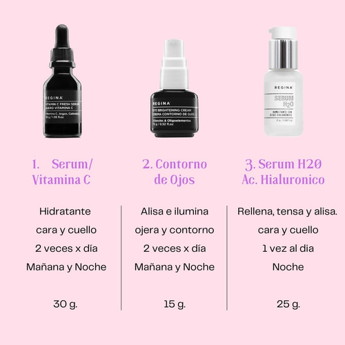 Imagen 3 de 8 de Set Antiedad Regina Serum Vitamina C & Hialuronico