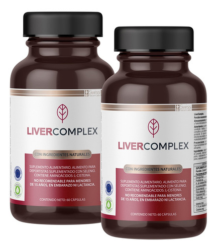 Suplemento en cápsula Swiss Nature Labs  Linea Wellness / Liver Complex Liver Complex l-cisteína en frasco de 70g 60 un pack x 2 u