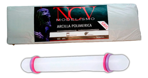 Arcilla Polimerica Gris Ncv Modelismo Palo De Amasar 22cm