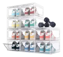 Comprar 10 Piezas Zapatos Apilables Estantes Plasticos Transparentes Color Blanco Caja Organizadoras Apilables Para Zapatos Y Ropa