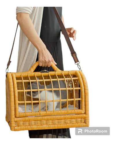 Transportadora Rattan Gatos-perros Pequeños  Correa Hombro 