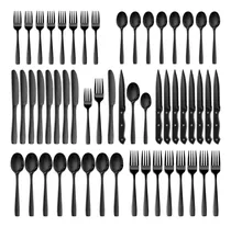 Comprar Juego De Cubiertos Negros De 48 Piezas, Juego De Cubiertos N