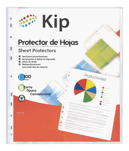 Protector De Hojas Para Carpeta Tamaño Carta C/100 Pzas Kip