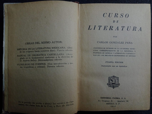 Curso De Literatura - Carlos Gonzáles Peña (Usado)