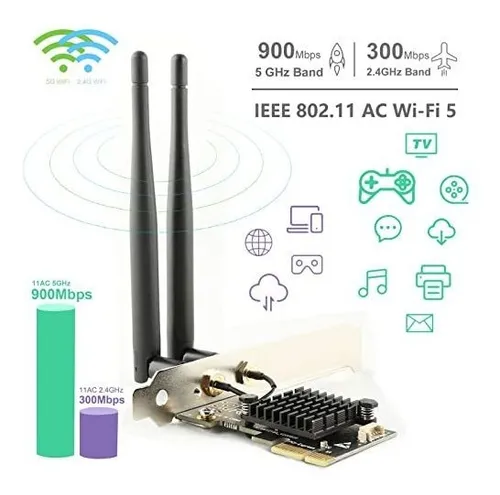 Tarjeta Wifi Ubit Ac1200 Pcie Para Pc Con Bt 4.2 | Wifi De D