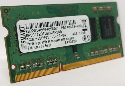 Memória Ram Color Verde  4gb 1x4gb Smart Sh564128fj8nwrnsqr