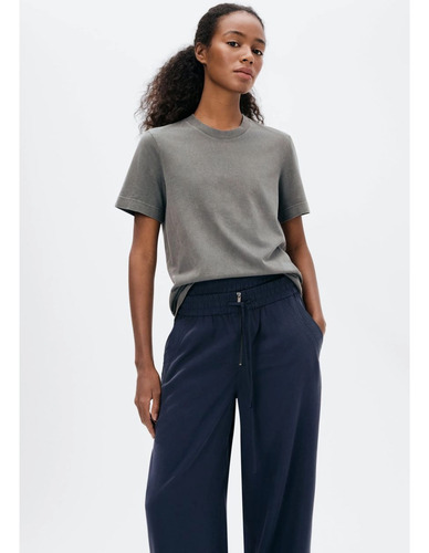 Calça Feminina Reta Em Peach Touch - Azul