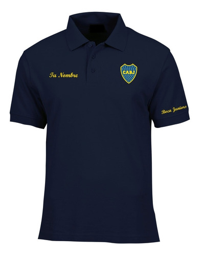 Camiseta Tipo Polo Personalizada Boca Juniors Logos Bordados