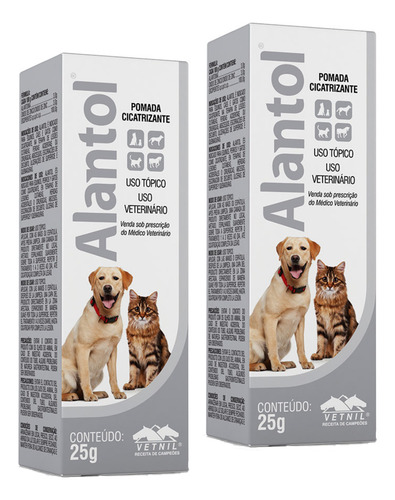 2 Pomada Cicatrizante Alantol Vetnil 25g Envio Imediato