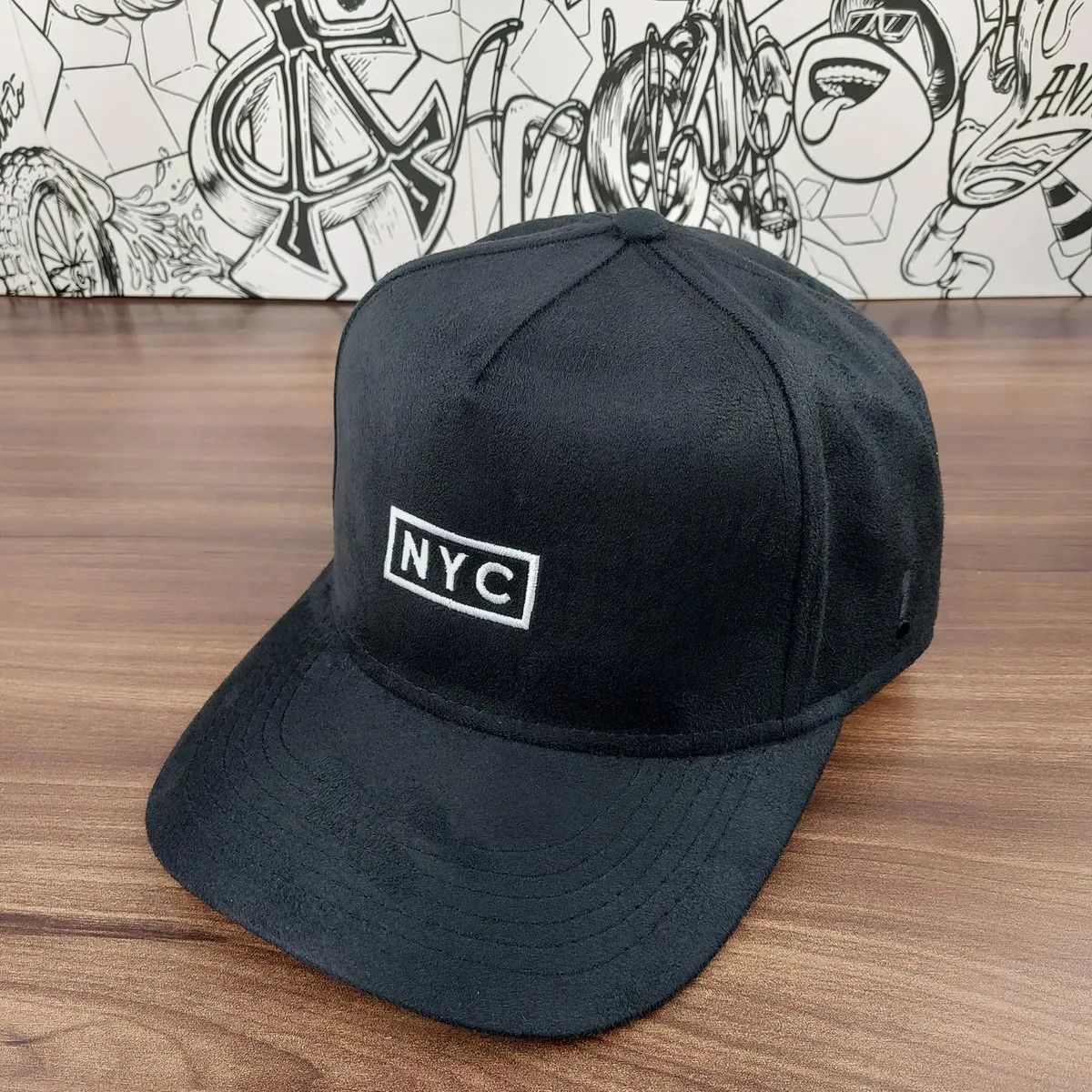 Bonés Aba Curva Nyc Bordado Camurça Trucker Americano Fitão Cor Preto Tamanho Único
