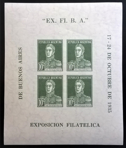 Argentina, Bloque Gj Hb 1 Ex Fi Ba 1935 Mint L13062