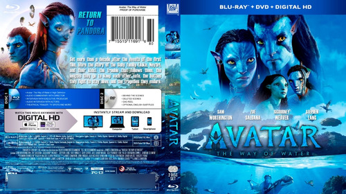 Avatar The Way Of Water + Disco Extras En Bluray. 2 Discos!