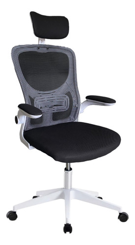 Silla Pc Apoyabrazos Movible Apoyacabeza Ergonómica Blanco-negro Shremwood 