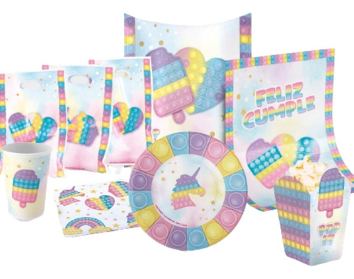 Kit - Set De Cumple Pop It! Cotillón - Descartable A Pedido