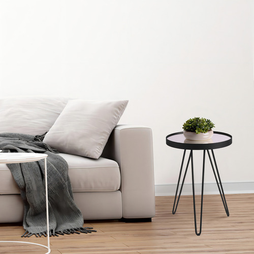 Mesinha De Canto Lateral Decorativa Com Espelho - Preta