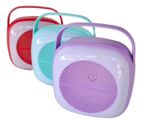 Bocina Portátil Bluetooth Radio Entrada Usb Y Led Multicolor Lila