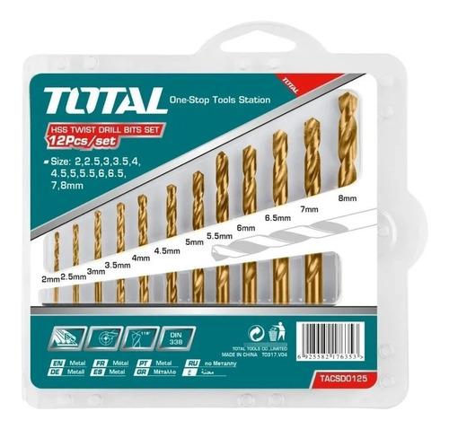 Set Juego De Broca Para Metal 12 Piezas Total Tacsd0125