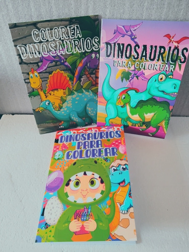 Pack 3 Libros Para Colorear De Dinosaurios 