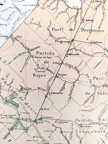 Mapa 1886 Buenos Aires Nordoeste Telegrafos Ferrocarriles (Usado)