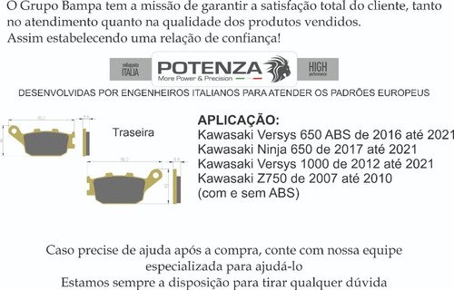 Kit Pastilha Potenza Traseira Kawasaki Vulcan S 650 Ptz174