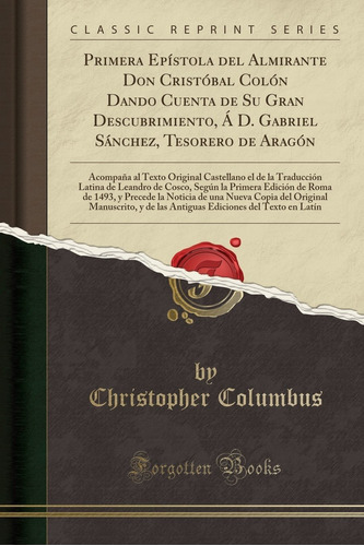 Libro Primera Epístola Del Almirante Don Cristóbal Coló Lbm5