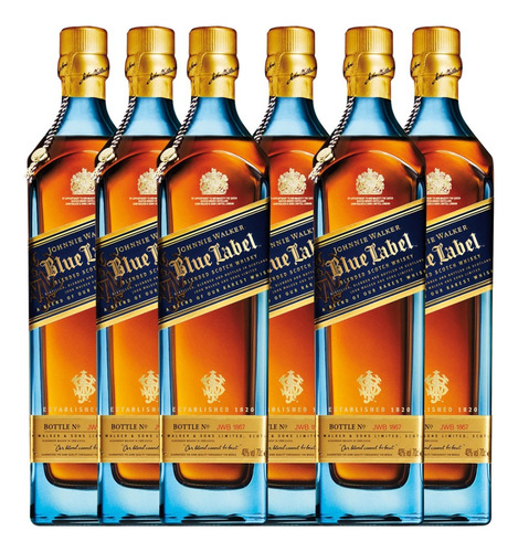 Caja De 6 Whisky Johnnie Walker Blend Blue Label 750 Ml