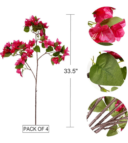 Flores Artificiales De Buganvilla Con Tallos, Ramas Florales