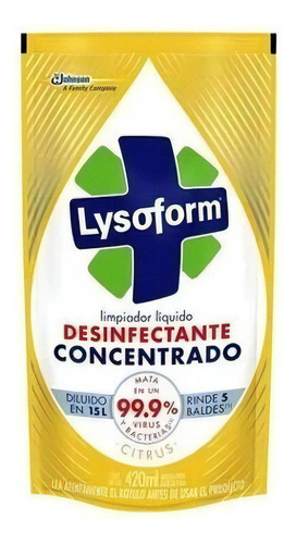 Limpiador Liquido Concentrado Cítrico 420ml Lysoform