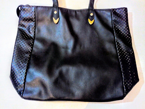 Cartera Tipo Bolso- Color Negra- Amplia- Isadora- Negro Lisa Metal Negro (Usado)