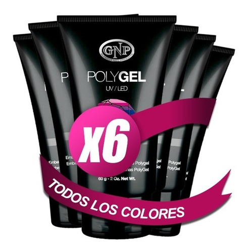 Set De 6 Pomos De Polygel Gnp 60gr. Bonificados! Nice