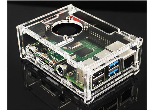 Case Acrílico Proteção Raspberry Pi4+ Cooler + Fonte 3.1a.