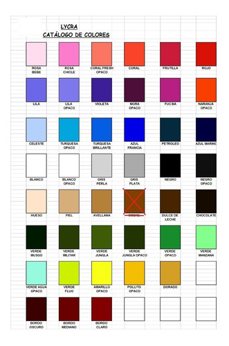 Malla Lycra Competición - 30 Colores Talles 4 / 5