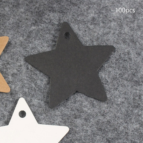 5 X 100x Etiquetas De Regalo En Forma De Estrella Negro