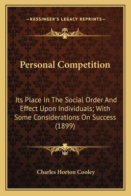 Libro Personal Competition: Its Place In The Social Order...