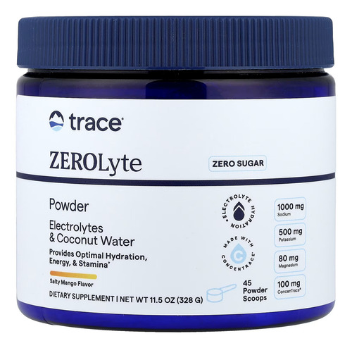 Trace Minerals Zerolyte Electrolitos En Polvo Bote 328g Sabor Mango Salado
