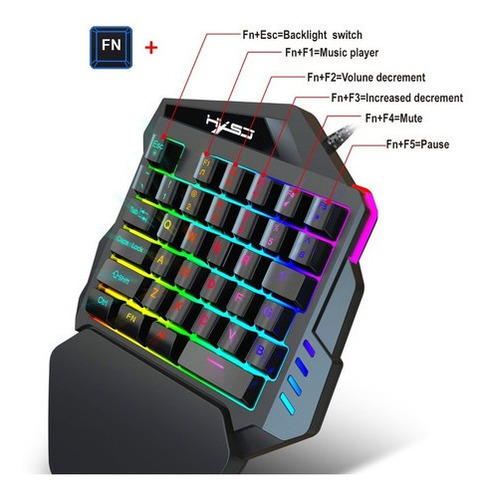Hxsj J50 One-handed 35-key Gaming Mouse And Keyboard