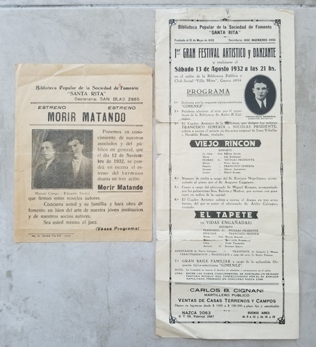 Imagen 1 de 3 de Teatro Antiguo 2 Afiches Originales Año 1932. 55209