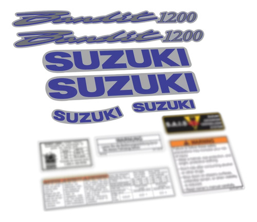 Kit Adesivo Suzuki Bandit 1200n 2006 2007 2008 2009 Azul