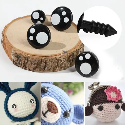 100 Ojos de Seguridad 10mm Plástico Negro Ojos para Manualidades Ojos de  Oso de Peluche Amigurumi I Oechsle - Oechsle