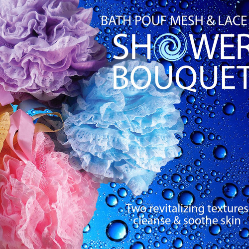 Loofah-bath-sponge Lace-mesh Set 2-scrubs-in-1 Por Shower