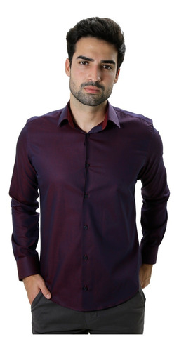 Imagem 1 de 9 de Camisa Social Slim Maquinetada Purple